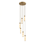 Alabaster Column Spiral Brass Chandelier