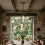 Alabaster Column Spiral Brass Chandelier