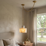 Alabaster Cylindrical Cluster Chain Chandelier