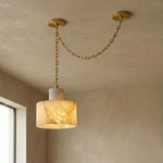Alabaster Cylindrical Cluster Chain Chandelier