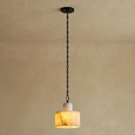 Alabaster Cylindrical Cluster Chain Chandelier