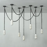 Alabaster Cylindrical Chain Chandelier