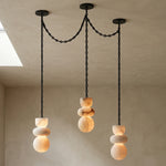Alabaster Cylindrical Chain Chandelier