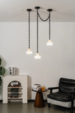 Alabaster Cylindrical Cluster Chain Chandelier