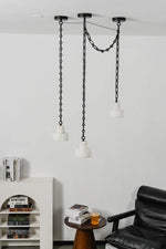 Alabaster Cylindrical Cluster Chain Chandelier