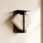 Alabaster Folded Halo Geometric Wall Sconce