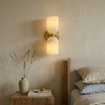 Dual Alabaster Pillar Wall Sconce