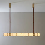 Halden Leather Strap Alabaster Linear Chandelier