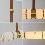Halden Leather Strap Alabaster Linear Chandelier