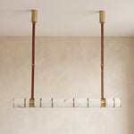 Halden Leather Strap Alabaster Linear Chandelier
