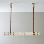 Halden Leather Strap Alabaster Linear Chandelier