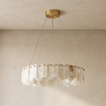 Modern Alabaster Celestial Round Chandelier