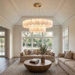 Modern Alabaster Celestial Round Chandelier