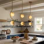 Ondelle Curved Rod Alabaster Pendant Light
