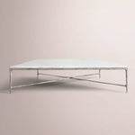 Caloria Thaddeus Marble Square Coffee Table — CARRARA MARBLE-PEWTER / 52