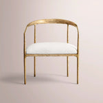 Caloria Curved Chair — FORGED BRASS / WHITE LINEN