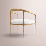 Caloria Curved Chair — FORGED BRASS / WHITE LINEN