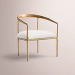 Caloria Curved Chair — FORGED BRASS / WHITE LINEN