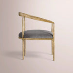 Caloria Curved Chair — FORGED BRASS / GRAPHITE VELVET