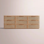 Trevia 9-Drawer Dresser — NATURAL OAK / CANE