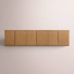 Liromelle Low Media Console — NATURAL OAK / 6-DOOR 96
