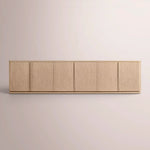 Liromelle Low Media Console — LIGHT OAK / 6-DOOR 96