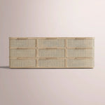 Trevia 9-Drawer Dresser — GREIGE OAK / CANE