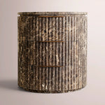 Sopravelle Reeded Stone Closed Nightstand — BROWN EMPERADOR MARBLE