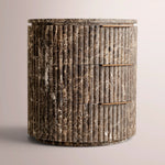 Sopravelle Reeded Stone Closed Nightstand — BROWN EMPERADOR MARBLE