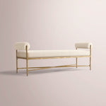 Caloria Fabric Double-Bolster End-of-Bed Bench — FORGED BRASS / NATURAL / 48