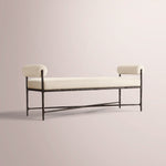 Caloria Fabric Double-Bolster End-of-Bed Bench — FORGED BRONZE / NATURAL / 48