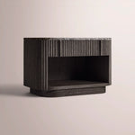 Ethoria Emperador Open Nightstand — BLACK OAK-BLACK MARBLE / 32