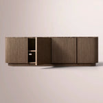 Ethoria Emperador Media Console — BROWN OAK-BROWN MARBLE / 60