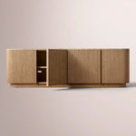 Ethoria Emperador Media Console — NATURAL OAK-GOLD MARBLE / 60