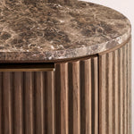 Sopravelle Emperador Closed Bedside Table — BLACK OAK / BLACK MARBLE