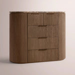Sopravelle Emperador Tall Drawer Dresser — BROWN OAK / BROWN MARBLE / 50