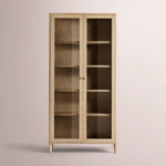 Luvoriel Glass Cabinet — GREIGE OAK