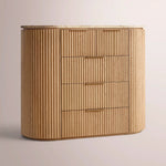Sopravelle Emperador Tall Drawer Dresser — NATURAL OAK / GOLD MARBLE / 50