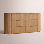 Sopravelle Emperador Drawer Dresser — NATURAL OAK / GOLD MARBLE / 72