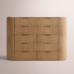 Sopravelle Emperador Tall Drawer Dresser — NATURAL OAK / GOLD MARBLE / 72