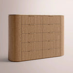 Sopravelle Emperador Tall Drawer Dresser — NATURAL OAK / GOLD MARBLE / 72