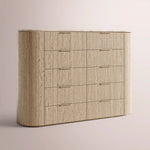 Sopravelle Emperador Tall Drawer Dresser — WHITEWASHED OAK / WHITE MARBLE / 72