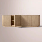 Ethoria Emperador Media Console — GREIGE OAK-GREY MARBLE / 60