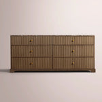 Celorin Emperador Reeded Drawer Dresser — BROWN OAK-BROWN MARBLE / 6-DRAWER DRESSER