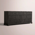 Celorin Emperador Reeded Drawer Dresser — BLACK OAK-BLACK MARBLE / 6-DRAWER DRESSER