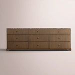 Celorin Emperador Reeded Drawer Dresser — BROWN OAK-BROWN MARBLE / 9-DRAWER DRESSER
