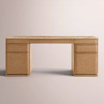 Liromelle Emperador Desk — NATURAL BRUSHED OAK / GOLD EMPERADOR MARBLE / 84