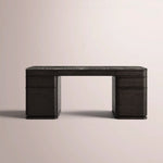 Liromelle Emperador Desk — BLACK BRUSHED OAK / BLACK EMPERADOR MARBLE / 60