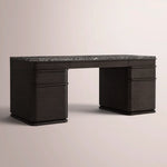Liromelle Emperador Desk — BLACK BRUSHED OAK / BLACK EMPERADOR MARBLE / 84