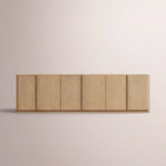 Liromelle Emperador Media Console — LIGHT BRUSHED OAK / CREMA EMPERADOR MARBLE / 6-DOOR 96